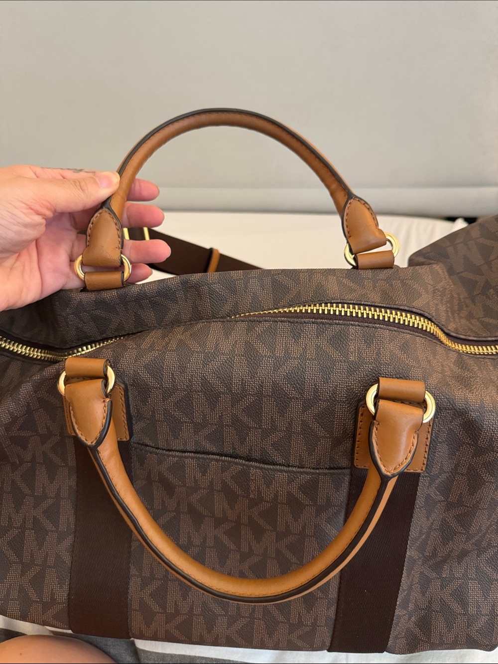 Michael Kors Brown Signature MK Canvas Duffel - Picture 4 of 13